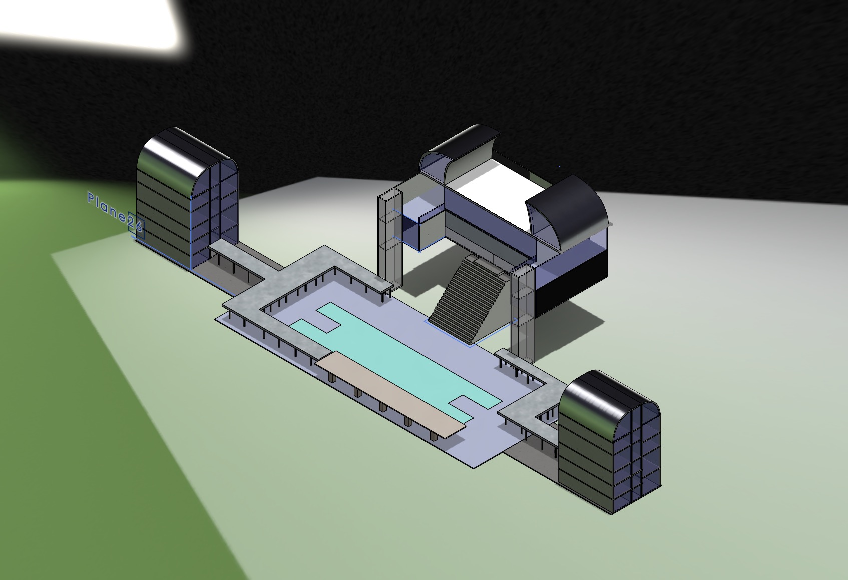 CAD design of the hotel across two levels