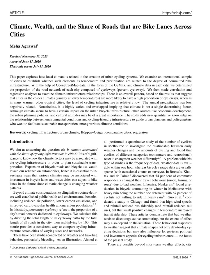 Figures from the cycling infrastructure research paper