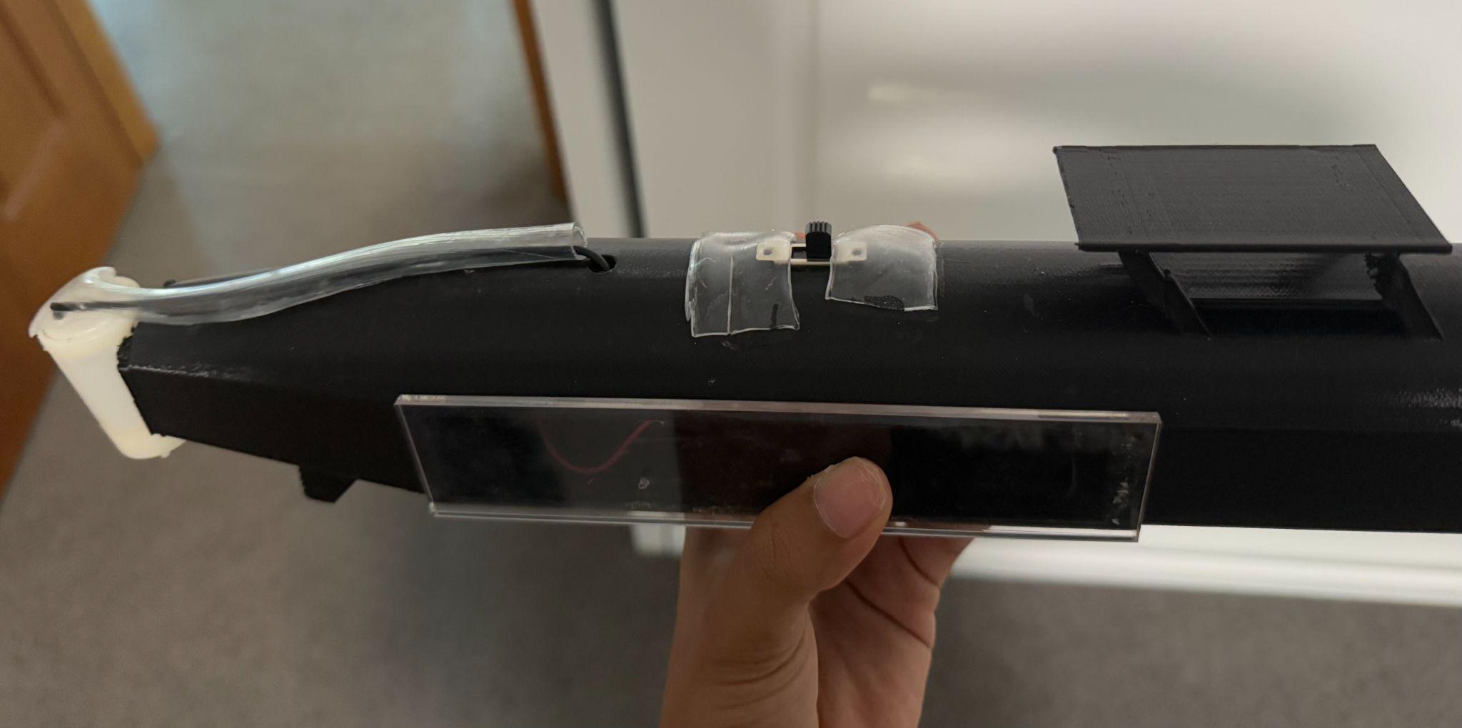 The finished battery-powered submarine model